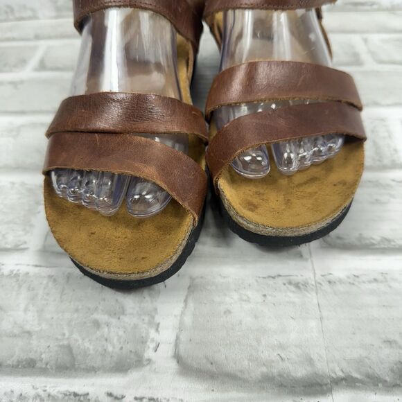 Naot Kayla Women's 40- US 9/9.5 Brown Leather Wedge Adjustable Comfort Sandal - Picture 6 of 11